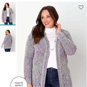 🎁 Ombre Marled Shaker Stitch PlusSz Cardigan Sweater